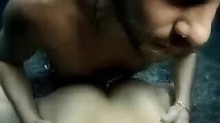 A hot beauty has sex right in the water with a guy