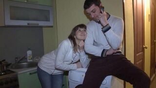 A wife fucks in front of her husband in the bedroom