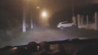 A busty babe was caught in a compromising situation at the crossroads