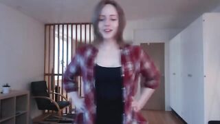 The cutie girl plays with a big dildo and moans