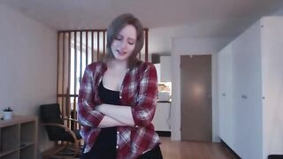 The cutie girl plays with a big dildo and moans