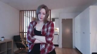 The cutie girl plays with a big dildo and moans