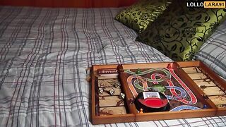 A man plays a new version of Jumanji and Lara Manara comes out of the game