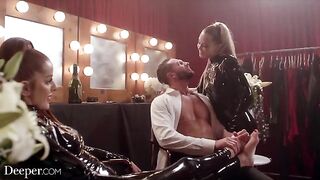 Latex threesome with Avery, Vanna, and a lucky guy
