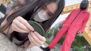 Squid game adult version with a hot Chinese girl in the pool