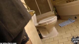 A hot brunette has sex at home with a pair of glasses on