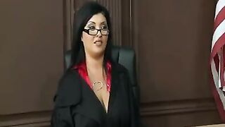 A mature lady in uniform gets her big boobs exposed and played with