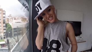 Blondie was fucked on the road in her ass