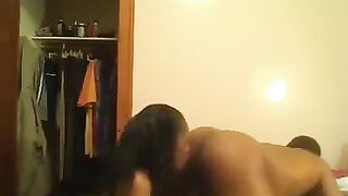 A girl punished her disobedient guy with a strapon in a steamy bedroom scene