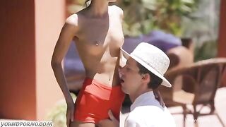Skinny teen Gina Jerson gets her pussy railed with a huge cock