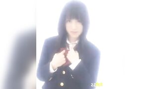 Hot Japanese schoolgirl masturbates alone, showing off her pervert side