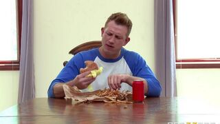 A wife has sex with a cucumber, her husband watched it all