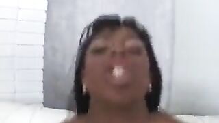 Black woman makes a stunning blowjob for her white guy