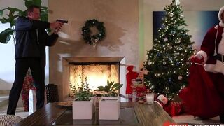 A cute girl got fucked by a man in a Santa Claus costume
