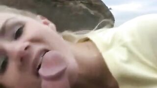 A girl got a dessert from sperm on the face after sex