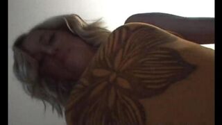 First creamy on her couch for the blonde teen Ellie Louise