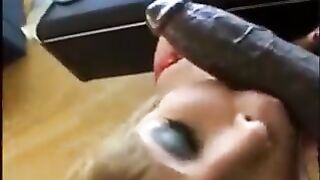 Young and pretty girl fucked by two guys with huge cocks