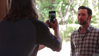 A guy has sex with his girlfriend with a cute cheek