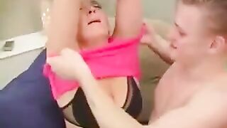Horny mom fucks in a chair and cums