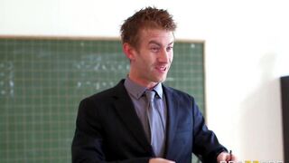A girl is fucking with her teacher in classroom