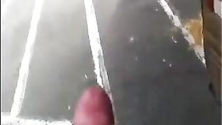 He can jerk his big cock right on the street without any problems
