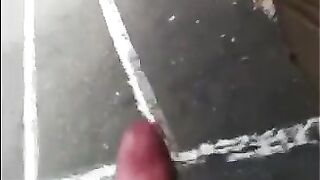 He can jerk his big cock right on the street without any problems