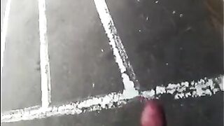 He can jerk his big cock right on the street without any problems