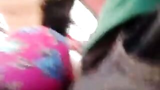 A guy masturbates on a riser with girls on the bus
