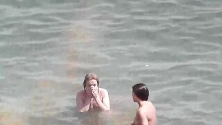 Bunch of wet pussies in the sea water, naked beauties bathing