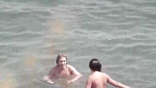 Bunch of wet pussies in the sea water, naked beauties bathing