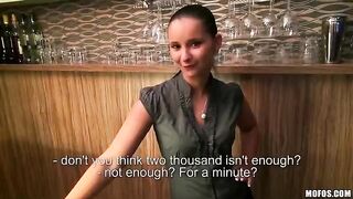 Beautiful bartender agreed to fuck with a customer in HD