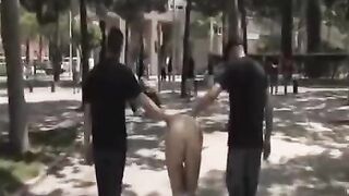 Group sex with many guys and girls in public place