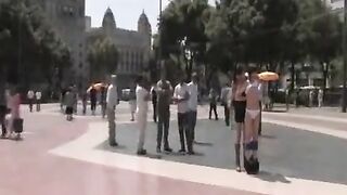 Group sex with many guys and girls in public place