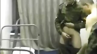 Cute woman fucked by soldiers in the barracks