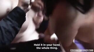 A drunk orgy at home with a pregnant woman taking part