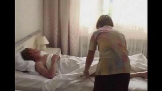 The daughter refilled the sleepers dick of her father