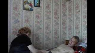 The old mother has sex with her son, hidden camera capturing it all