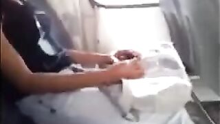 The man got his cock out and started jerking in front of the girl