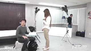 Japanese girl at the casting, first time on camera