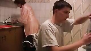 Mom was raped in the kitchen, it's even hotter than usual incest