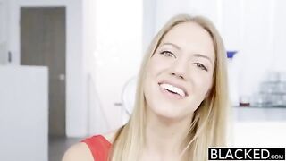 Blonde girl fucked by a long black dick in all her holes