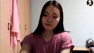 A young and naive Kazakh girl is having her first sex on Skype