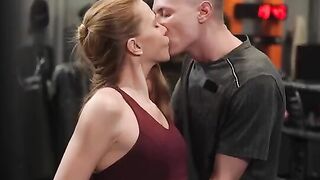 The guy is in the midst of intense anal training with a redhead