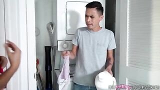 Hahaha… You’re sniffing my panties pervert! Come and smell them