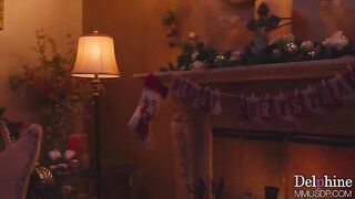 The hot blondie has sex with her partner in a special Christmas moment