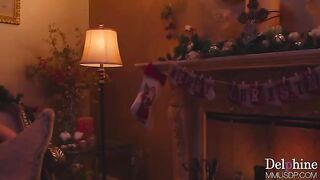 The hot blondie has sex with her partner in a special Christmas moment
