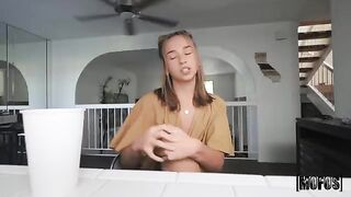 Sexual girl made a blowjob in the car for a favor