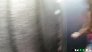 A girl walked around while her cock was hanging out for fun