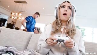 The hot nerd fucks her boyfriend's friend in glasses