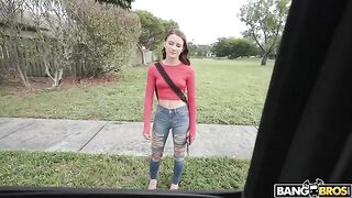 A pretty model is ready to do anything for money